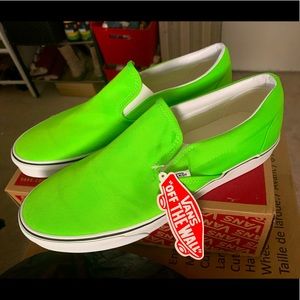 Brand new in box neon green men’s VANS size 12